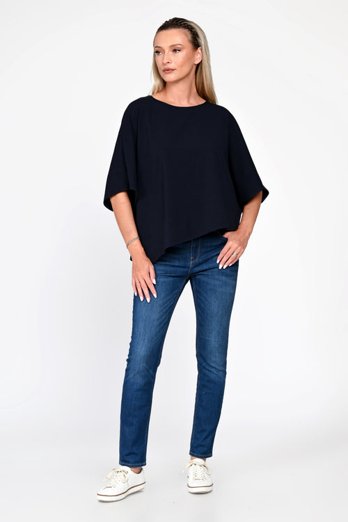Bluza Eranthe asimetrica bleumarin ONE SIZE Eranthe