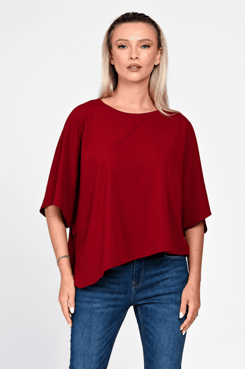 Bluza Eranthe asimetrica burgundy ONE SIZE Eranthe