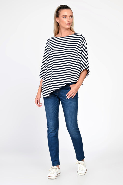 Bluza Eranthe asimetrica in dungi ONE SIZE Eranthe