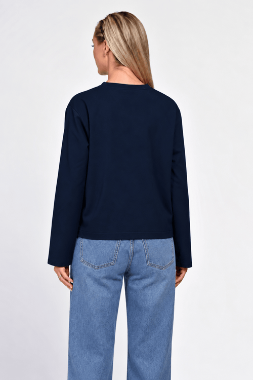 Bluza Eranthe boxy fit din bumbac gros bleumarin Eranthe