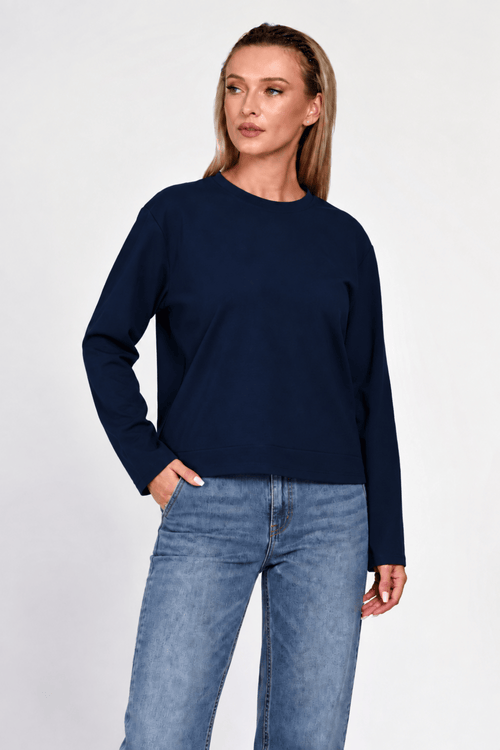 Bluza Eranthe boxy fit din bumbac gros bleumarin Eranthe