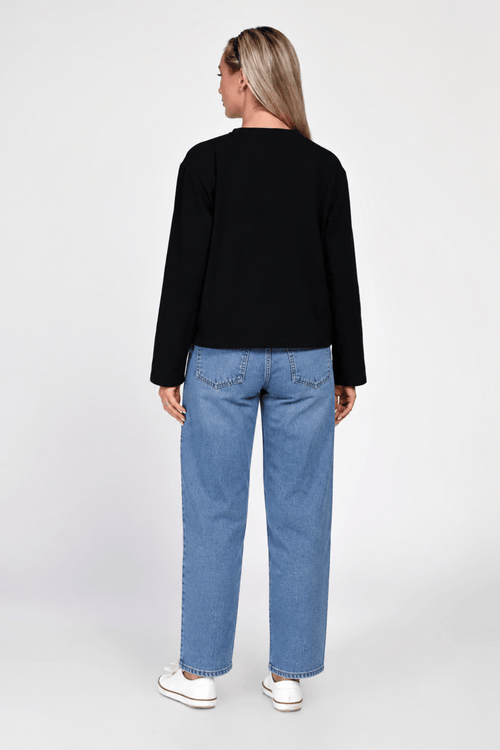 Bluza Eranthe boxy fit din bumbac gros negru Eranthe