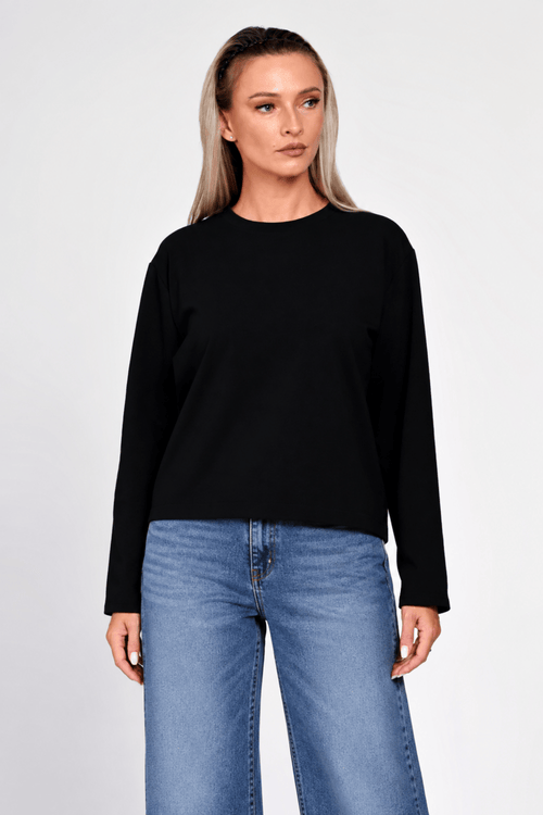 Bluza Eranthe boxy fit din bumbac gros negru Eranthe