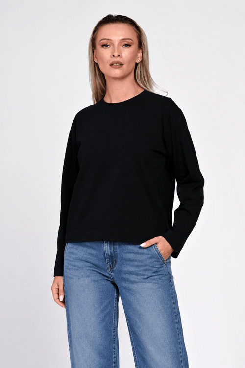 Bluza Eranthe boxy fit din bumbac gros negru Eranthe