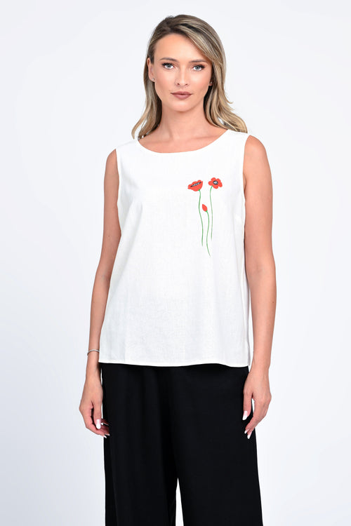 Bluza Eranthe din in cu pictura manuala Eranthe