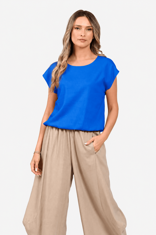 Bluza kimono din in albastra Eranthe