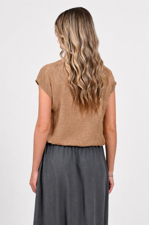 Bluza kimono din in camel Eranthe