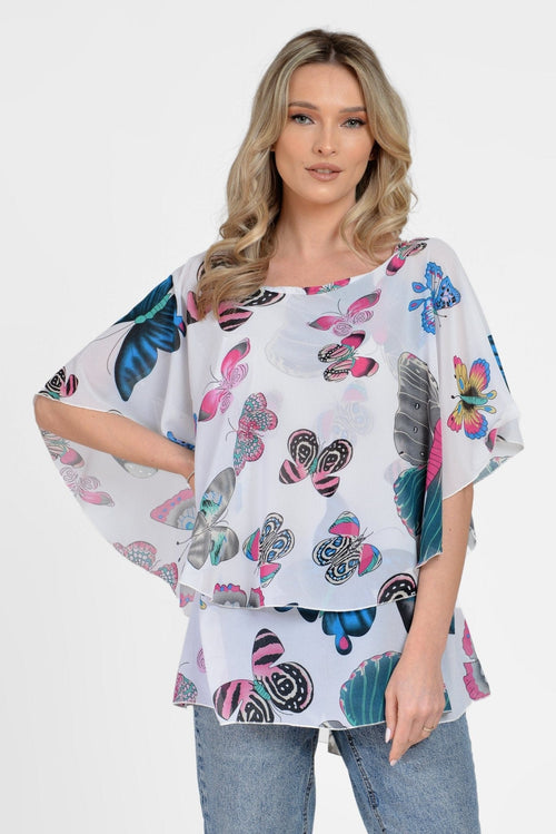 Natalee Fashion Bluză Bluza lejera de vara cu fluturi Amena