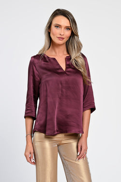 Bluză satinatã vișinie Nora Natalee