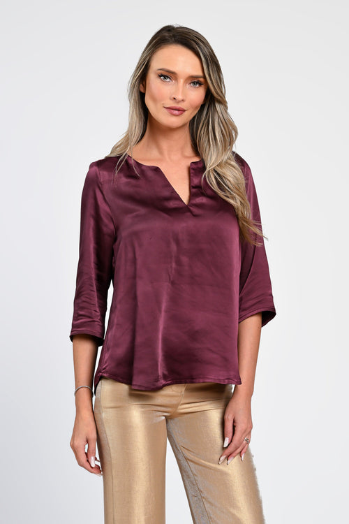 Bluză satinatã vișinie Nora Natalee