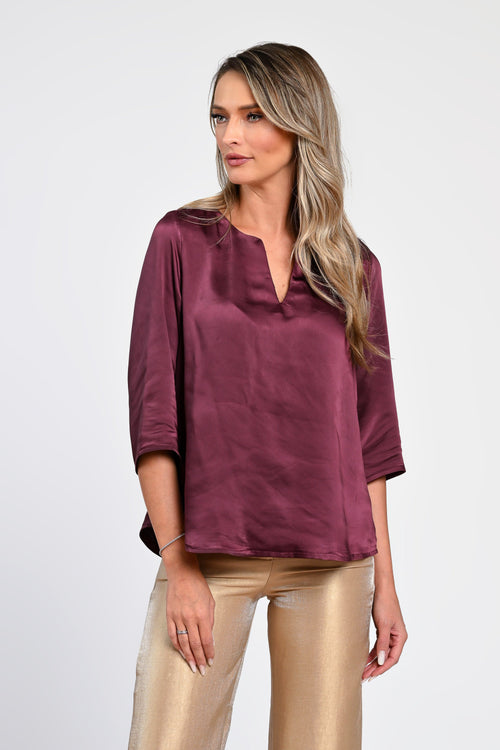 Bluză satinatã vișinie Nora Natalee