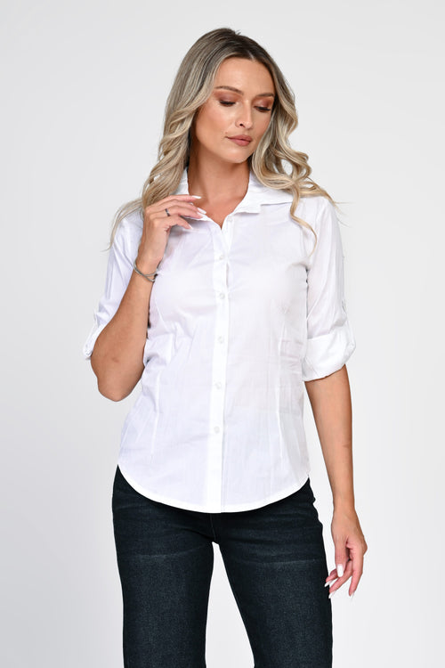 Cămașă damă albă cambrată Evelina Natalee Fashion