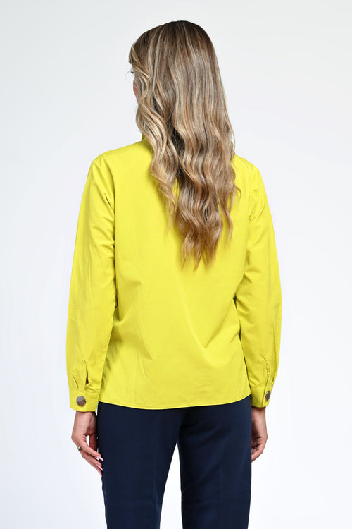 Cămașă damă din bumbac galben lime Nadia Natalee