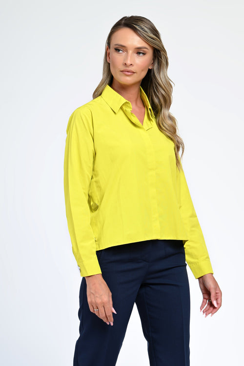 Cămașă damă din bumbac galben lime Nadia Natalee