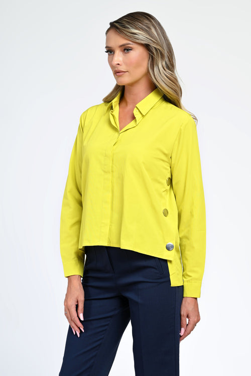 Cămașă damă din bumbac galben lime Nadia Natalee