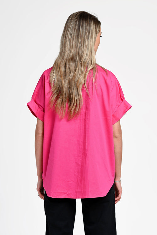 Cămașă damă fucsia cu nasturi decorativi Selene Fuchsia Natalee Fashion