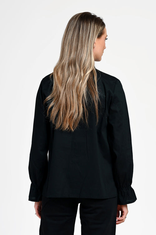 Cămașă damă neagră cu nasturi decorativi –Isadora Black Natalee Fashion