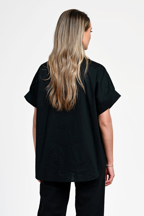 Cămașă damă neagră cu nasturi decorativi Selene Black Natalee Fashion