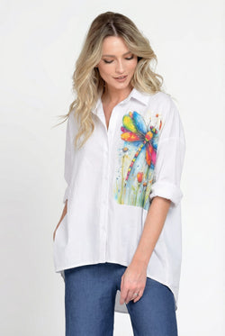 Cămașă damă oversize albă Dragonfly Color Natalee