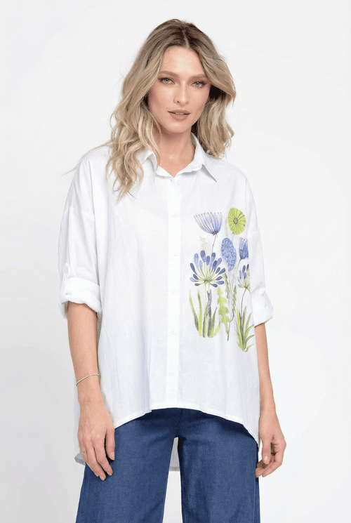 Cămașă damă oversize Blue Garden Art Natalee Fashion