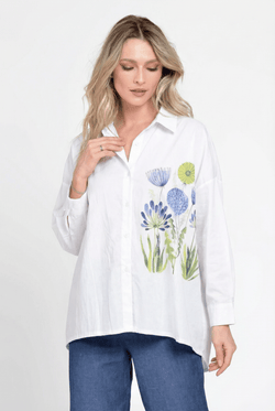 Cămașă damă oversize Blue Garden Art Natalee Fashion