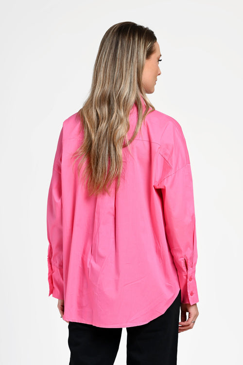 Cămașă damă roz cu nasturi decorativi Valeria Pink Natalee Fashion