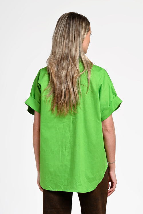 Cămașă damă verde intens cu nasturi decorativi Laura Natalee Fashion