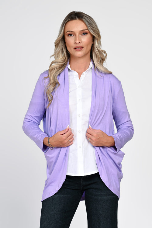 Cardigan damă lila cu buzunare Carina Natalee
