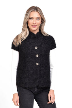 Natalee Fashion Pulovere si Cardigane Cardigan scurt cu nasturi negru Catinca