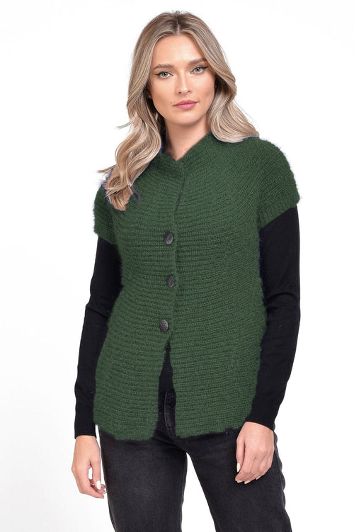 Natalee Fashion Pulovere si Cardigane Cardigan scurt cu nasturi verde Celestine