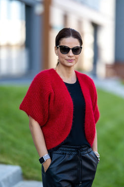 Natalee Fashion Pulovere si Cardigane Cardigan scurt rosu Zorina