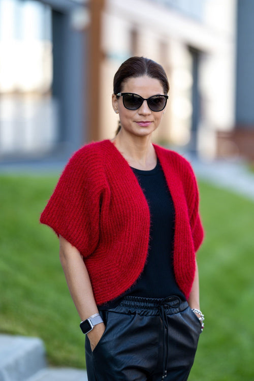 Natalee Fashion Pulovere si Cardigane Cardigan scurt rosu Zorina