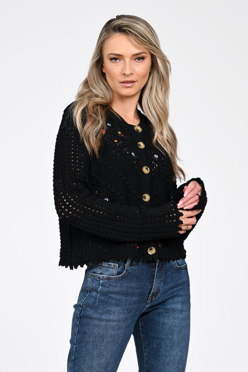 Cardiganul damă negru Eliana Natalee Fashion