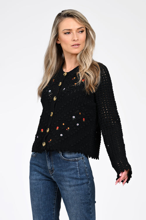 Cardiganul damă negru Eliana Natalee Fashion