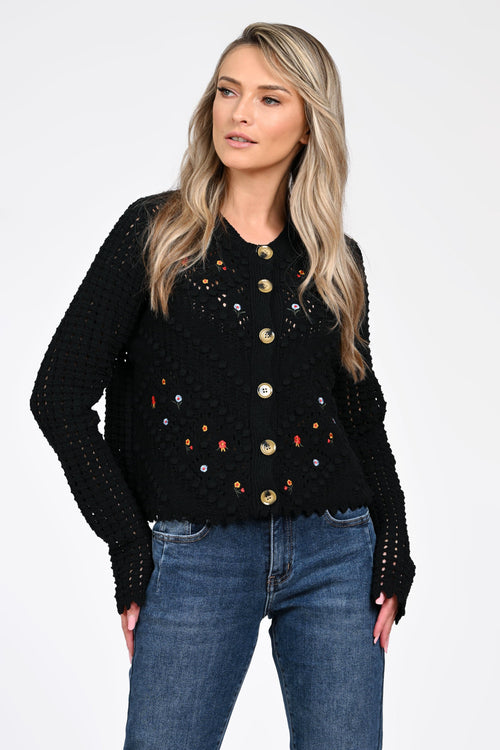 Cardiganul damă negru Eliana Natalee Fashion