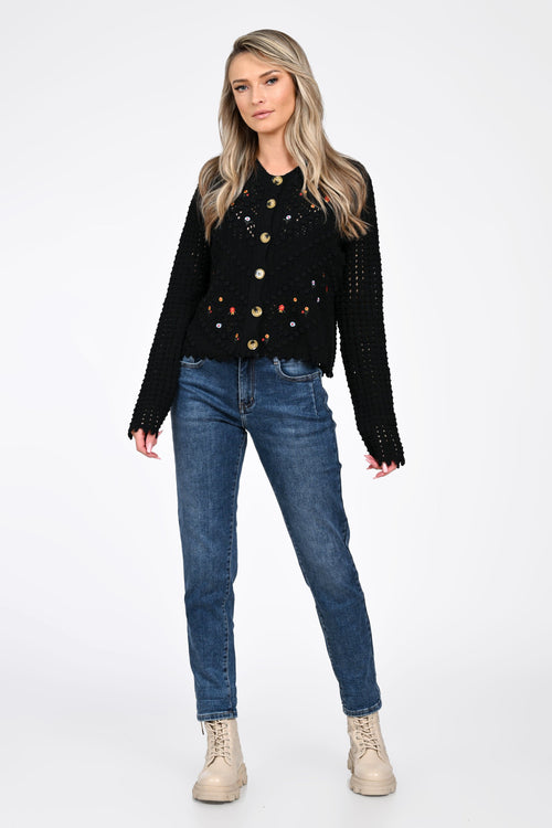 Cardiganul damă negru Eliana Natalee Fashion