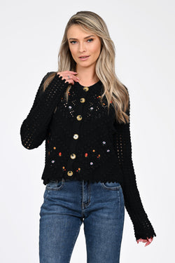 Cardiganul damă negru Eliana Natalee Fashion