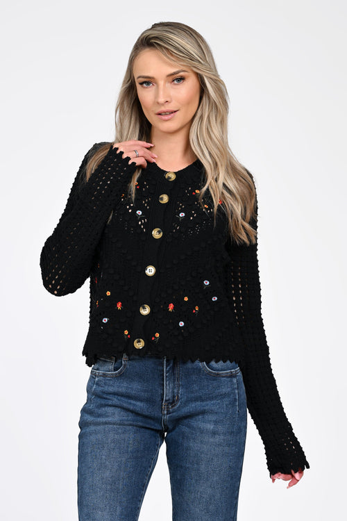 Cardiganul damă negru Eliana Natalee Fashion