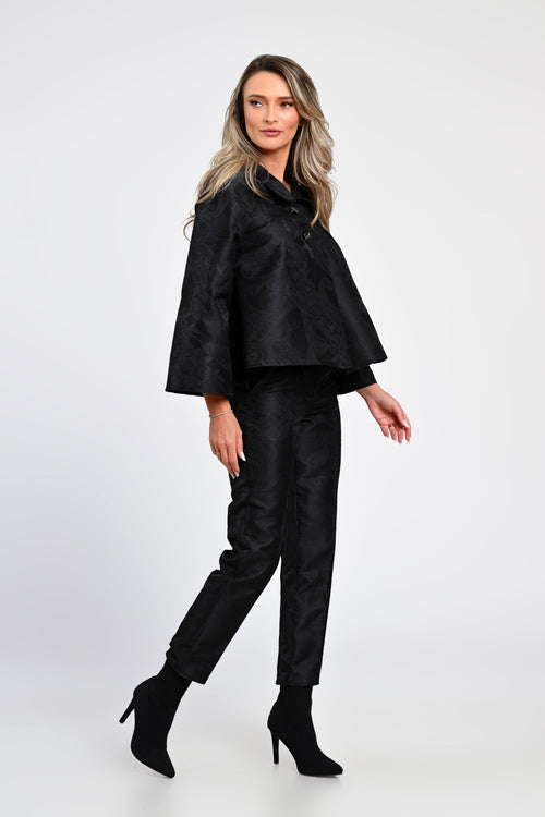 Compleu damă elegant negru cu jachetă și pantaloni Natalee