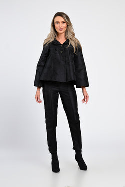 Compleu damă elegant negru cu jachetă și pantaloni Natalee