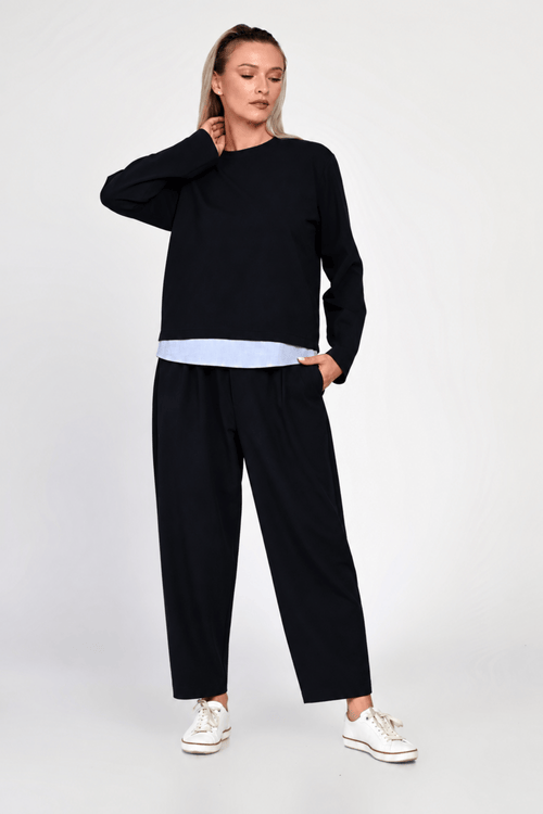 Compleu Eranthe casual din bumbac bleumarin Eranthe