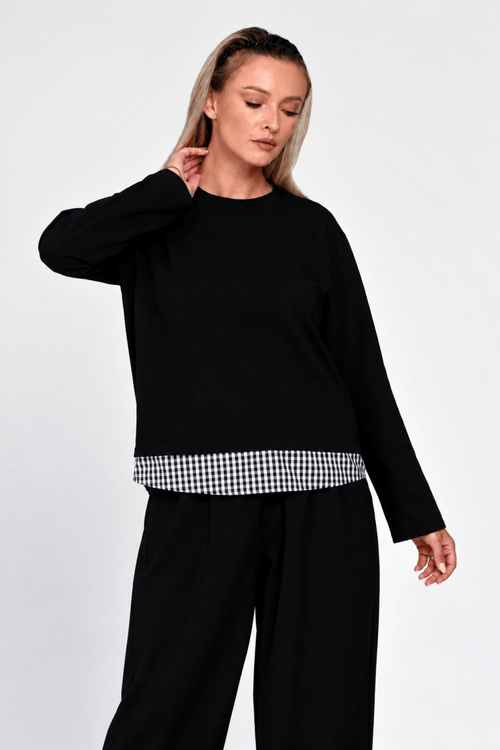Compleu Eranthe casual din bumbac negru Eranthe