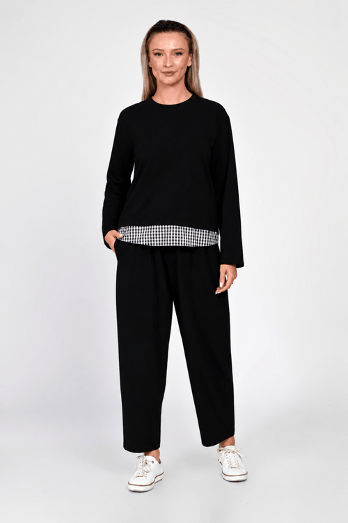 Compleu Eranthe casual din bumbac negru Eranthe