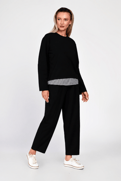 Compleu Eranthe casual din bumbac negru Eranthe