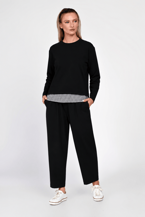 Compleu Eranthe casual din bumbac negru Eranthe