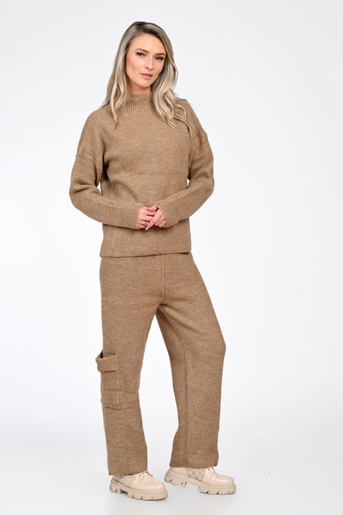 Compleu tricotat damă bej Natalee Fashion