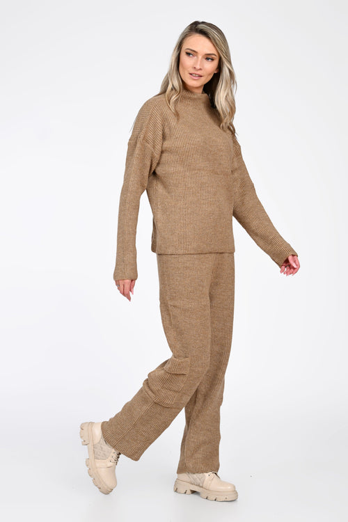 Compleu tricotat damă bej Natalee Fashion