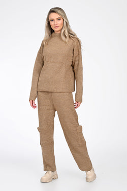 Compleu tricotat damă bej Natalee Fashion