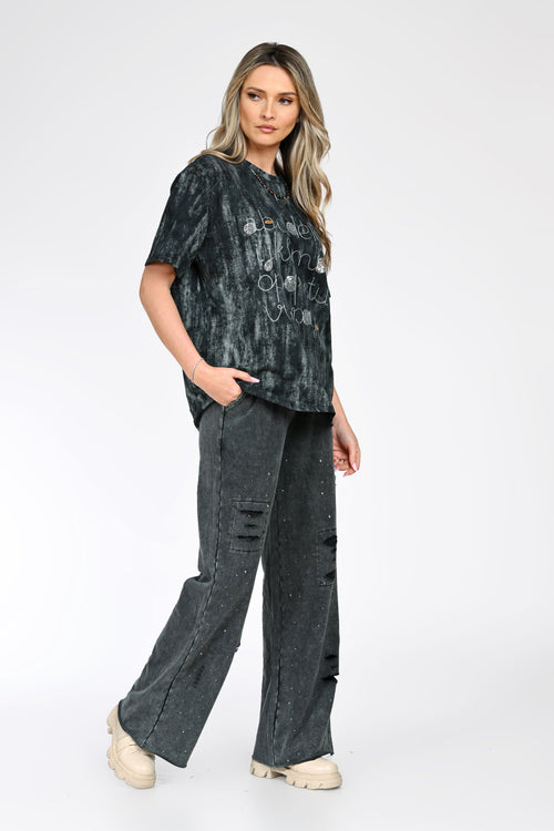 Compleul din bumbac cu imprimeu Lotus Natalee Fashion