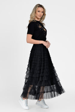 Fusta dama casual tulle negru Marilena Natalee Fashion